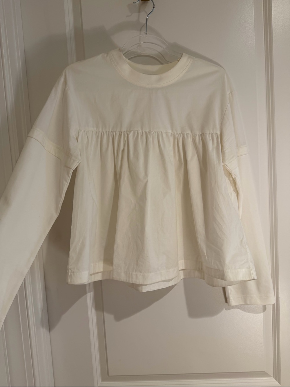 COS Cream Long-Sleeve Peplum Top